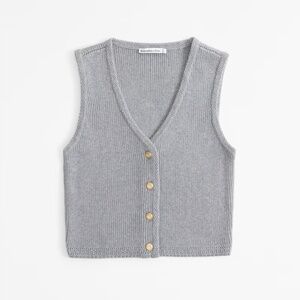 Abercrombie & Fitch Gray Mara Button-Up Sweater Vest V-Neck